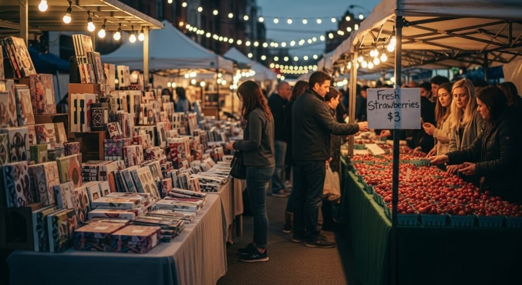 Outdoor market strawberries