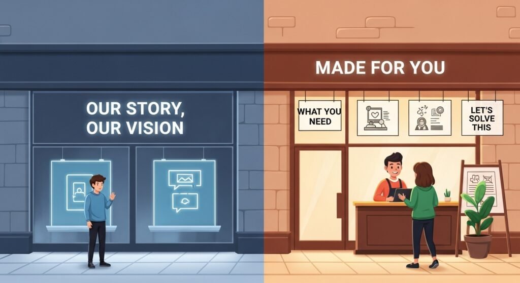 Difference between stores about you and about them